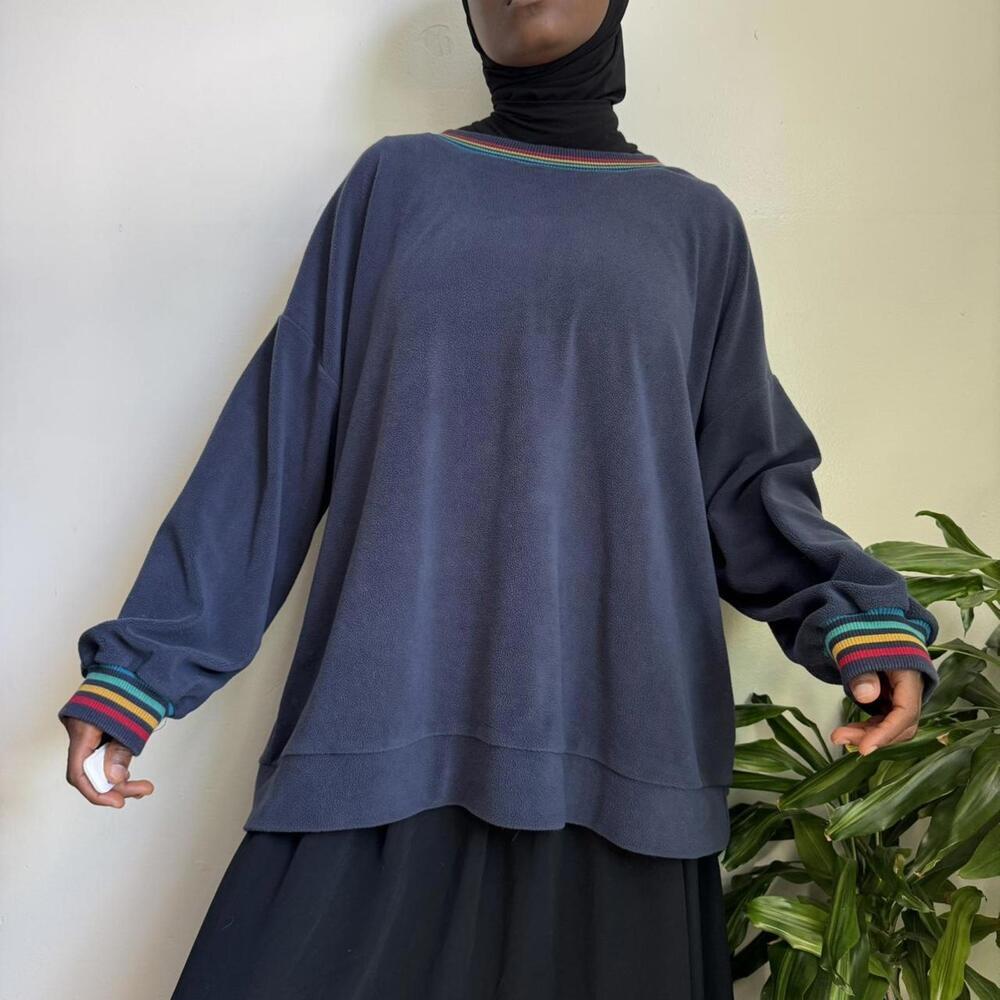 Vintage oversized sweatshirt‎ with rainbow stripe sleeves size 3X